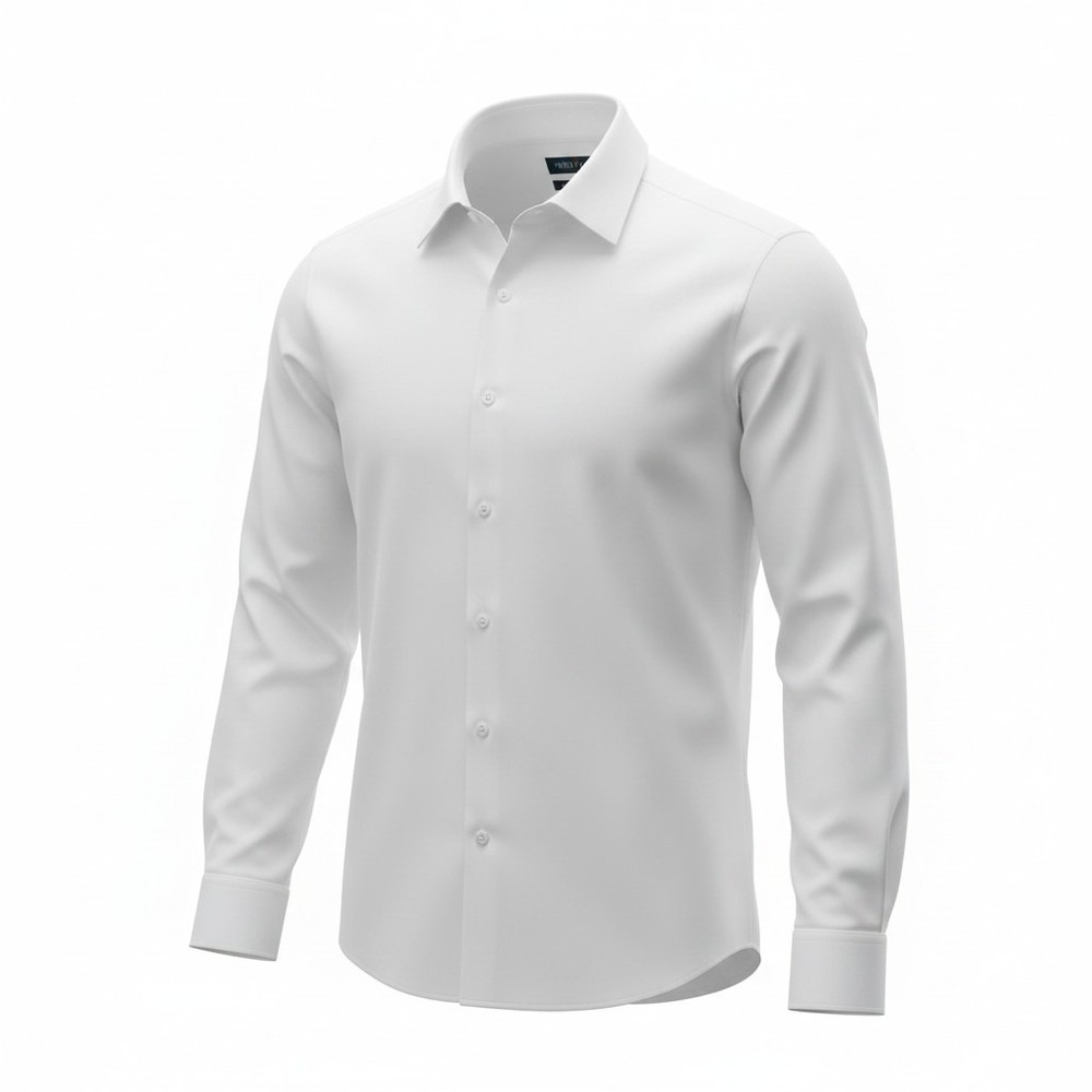Perry Ellis Mens XL Slim Fit Total Stretch Dress Shirt Bright White Long Sleeve
